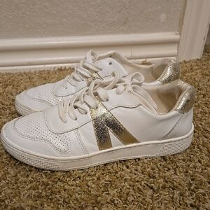 White and Gold Women's Sneakers